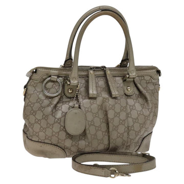 GUCCI GG Canvas Guccissima Hand Bag 2way Beige 247902 Auth bs23882
