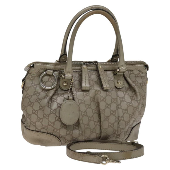 GUCCI GG Canvas Guccissima Hand Bag 2way Beige 247902 Auth bs23882
