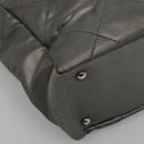 CHANEL Paris Biarritz PM Tote Bag Coated Canvas Silver CC Auth bs23887-14