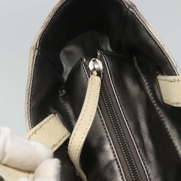 CHANEL Paris Biarritz PM Tote Bag Coated Canvas Silver CC Auth bs23887