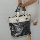 CHANEL Paris Biarritz PM Tote Bag Coated Canvas Silver CC Auth bs23887-23