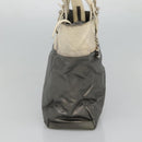 CHANEL Paris Biarritz PM Tote Bag Coated Canvas Silver CC Auth bs23887-3