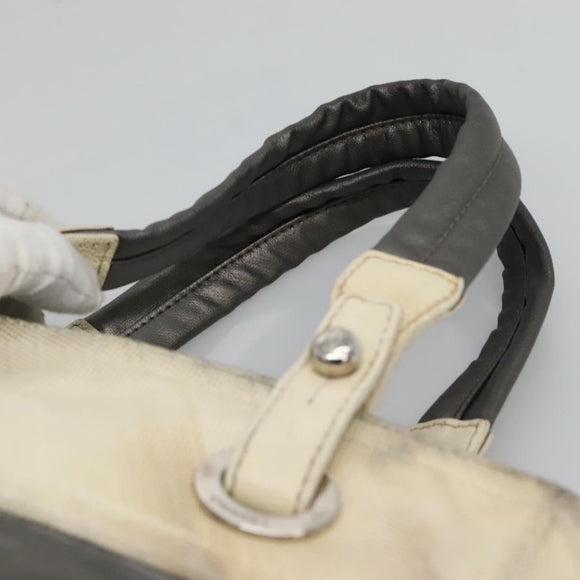 CHANEL Paris Biarritz PM Tote Bag Coated Canvas Silver CC Auth bs23887