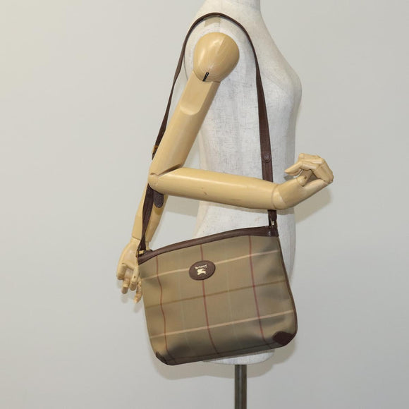 Burberrys Nova Check Shoulder Bag Canvas Beige Auth bs23892