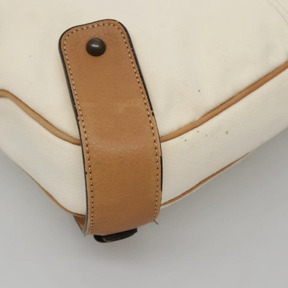 BURBERRY Blue Label Shoulder Bag Canvas White Auth bs23896