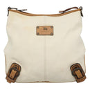 BURBERRY Blue Label Shoulder Bag Canvas White Auth bs23896-13