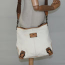 BURBERRY Blue Label Shoulder Bag Canvas White Auth bs23896-20