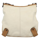 BURBERRY Blue Label Shoulder Bag Canvas White Auth bs23896-2