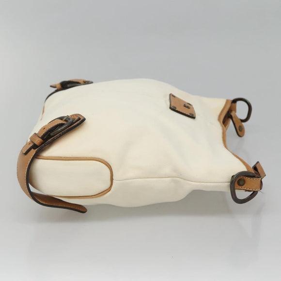 BURBERRY Blue Label Shoulder Bag Canvas White Auth bs23896