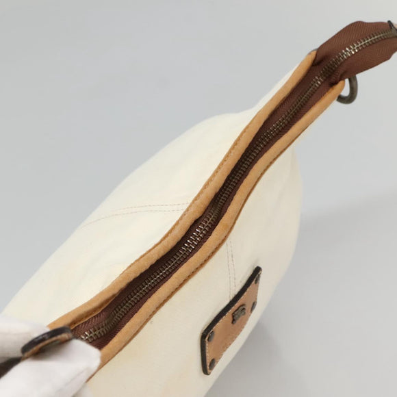 BURBERRY Blue Label Shoulder Bag Canvas White Auth bs23896