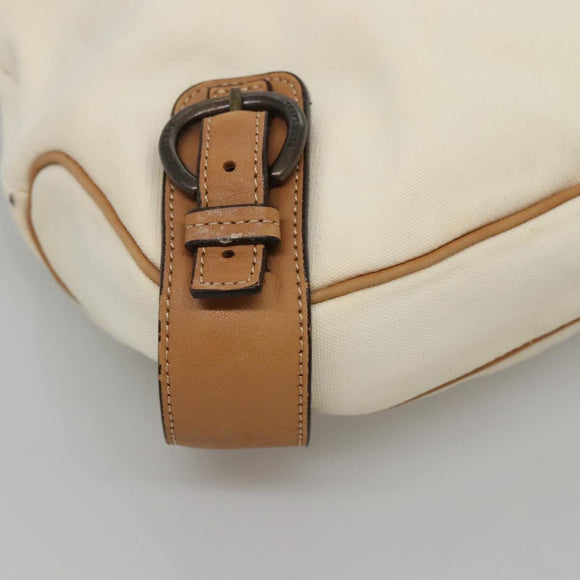 BURBERRY Blue Label Shoulder Bag Canvas White Auth bs23896