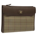 Burberrys Nova Check Clutch Bag Canvas Brown Auth bs23897-1