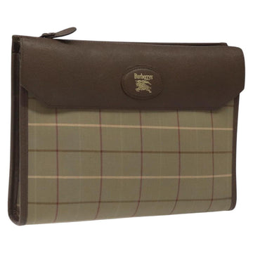 Burberrys Nova Check Clutch Bag Canvas Brown Auth bs23897
