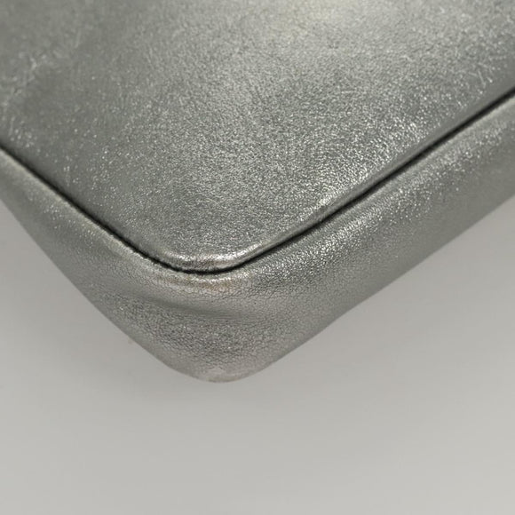 Jimmy Choo Clutch Bag Leather Silver Auth bs23914