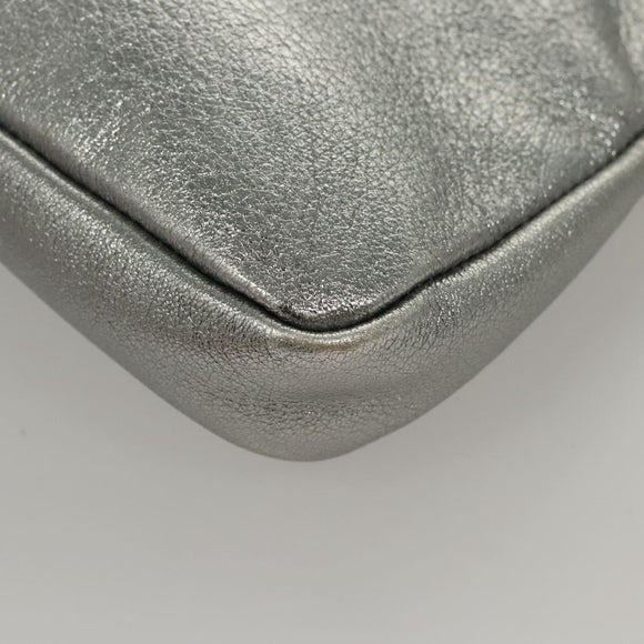 Jimmy Choo Clutch Bag Leather Silver Auth bs23914