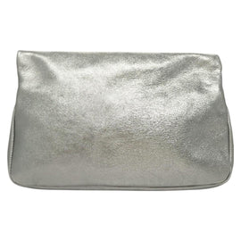 Jimmy Choo Clutch Bag Leather Silver Auth bs23914 - 0