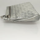 Jimmy Choo Clutch Bag Leather Silver Auth bs23914-4