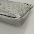 Jimmy Choo Clutch Bag Leather Silver Auth bs23914-9
