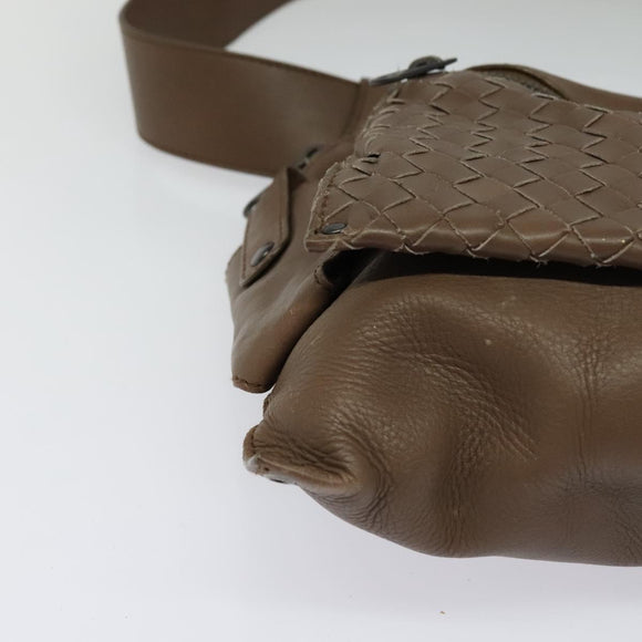 BOTTEGA VENETA INTRECCIATO Waist bag Leather Brown 121604 Auth bs23917