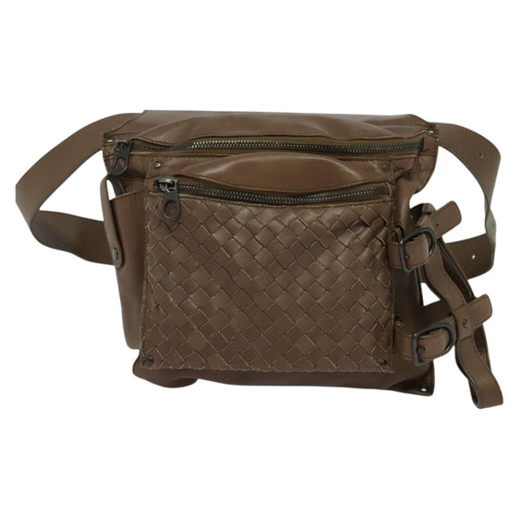 BOTTEGA VENETA INTRECCIATO Waist bag Leather Brown 121604 Auth bs23917