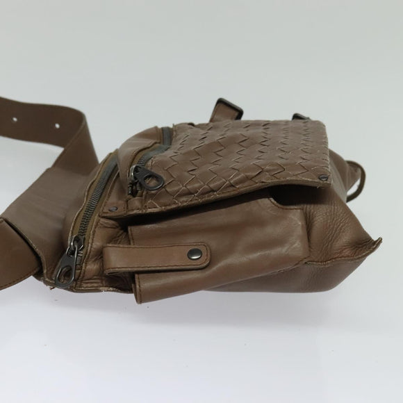 BOTTEGA VENETA INTRECCIATO Waist bag Leather Brown 121604 Auth bs23917