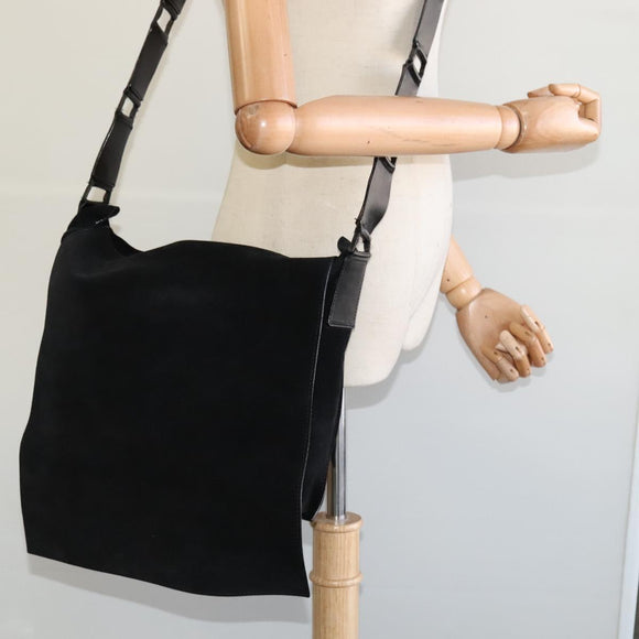 GUCCI Shoulder Bag Suede Black 001 2040 1933 Auth bs23923