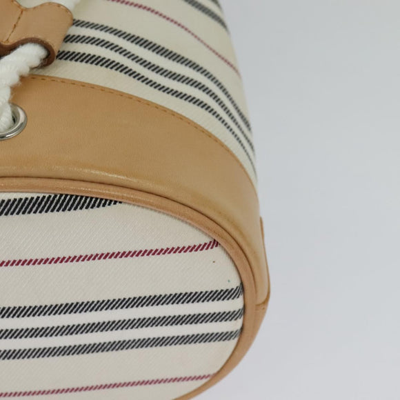 BURBERRY Shoulder Bag Canvas Leather White Auth bs23926