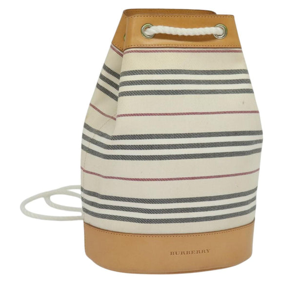 BURBERRY Shoulder Bag Canvas Leather White Auth bs23926
