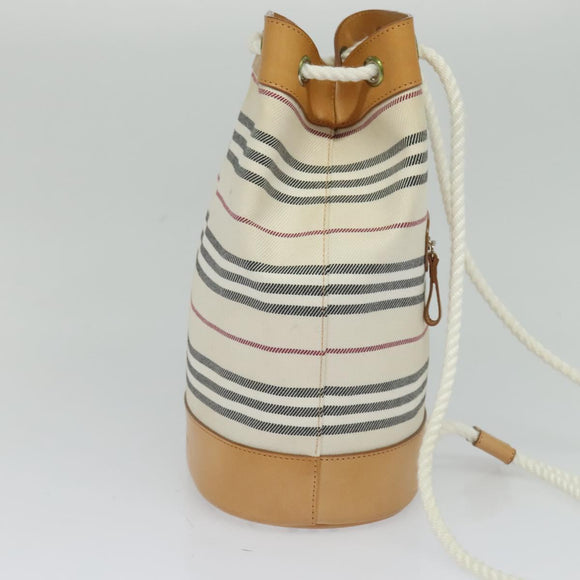 BURBERRY Shoulder Bag Canvas Leather White Auth bs23926