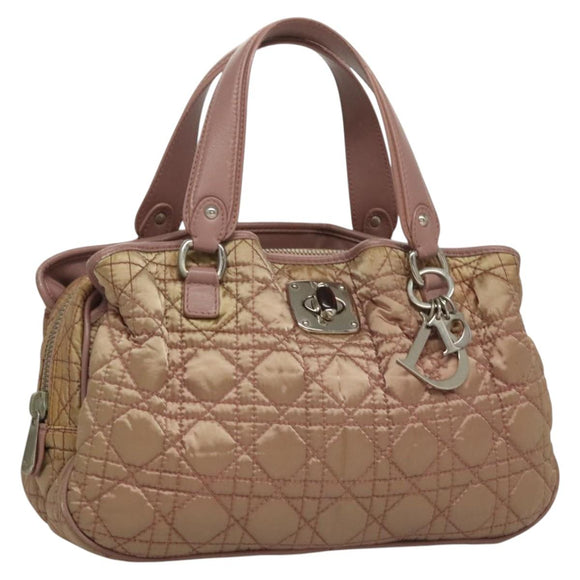 Christian Dior Canage Hand Bag Nylon Pink Auth bs23930