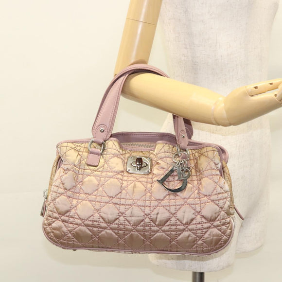 Christian Dior Canage Hand Bag Nylon Pink Auth bs23930