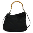 GUCCI Bamboo Hand Bag Nylon 2way Black 001 2128 1577 Auth bs23939-13