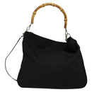 GUCCI Bamboo Hand Bag Nylon 2way Black 001 2128 1577 Auth bs23939-2