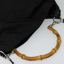 GUCCI Bamboo Hand Bag Nylon 2way Black 001 2128 1577 Auth bs23939-6