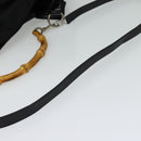 GUCCI Bamboo Hand Bag Nylon 2way Black 001 2128 1577 Auth bs23939-9
