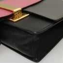 PRADA Chain Shoulder Bag Leather Gray Gold Auth bs23951-8