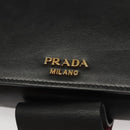 PRADA Chain Shoulder Bag Leather Gray Gold Auth bs23951-18