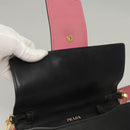 PRADA Chain Shoulder Bag Leather Gray Gold Auth bs23951-20