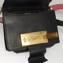 PRADA Chain Shoulder Bag Leather Gray Gold Auth bs23951-10