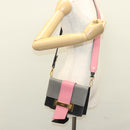 PRADA Chain Shoulder Bag Leather Gray Gold Auth bs23951-26