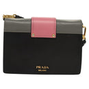 PRADA Chain Shoulder Bag Leather Gray Gold Auth bs23951-2