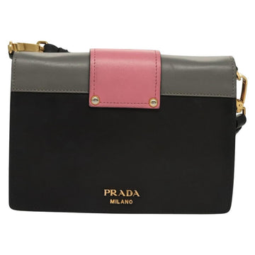 PRADA Chain Shoulder Bag Leather Gray Gold Auth bs23951 - 0