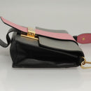 PRADA Chain Shoulder Bag Leather Gray Gold Auth bs23951-3