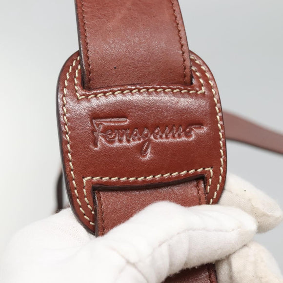Salvatore Ferragamo Shoulder Bag Leather Brown Auth bs23965