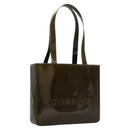 CHANEL Hand Bag Enamel Khaki CC Auth bs23971-1