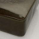 CHANEL Hand Bag Enamel Khaki CC Auth bs23971-11