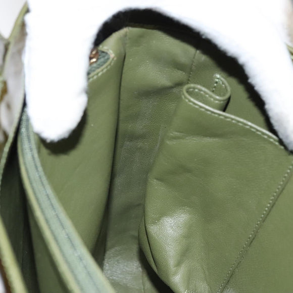 CHANEL Hand Bag Enamel Khaki CC Auth bs23971