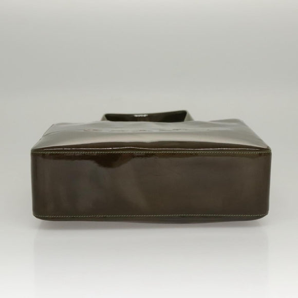 CHANEL Hand Bag Enamel Khaki CC Auth bs23971