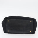 CHANEL Chain Hand Bag Cotton Black Gold CC Auth bs23972-14