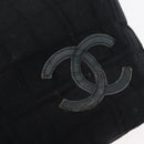 CHANEL Chain Hand Bag Cotton Black Gold CC Auth bs23972-11